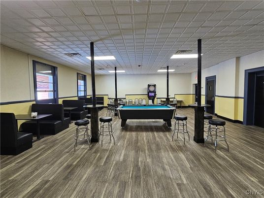 Billiard Table, Game Room, Interior, Recessed Lighting, Wood Texture Flooring