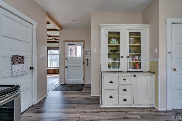 Interior, Kitchen, Stainless Steel Appliances, Wooden Beams, Wood Texture Flooring