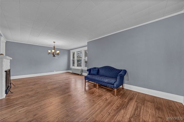 Chandelier, Empty room, Fireplace, Interior, Wood Texture Flooring