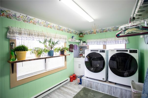 Interior, Washer, Wood Texture Flooring