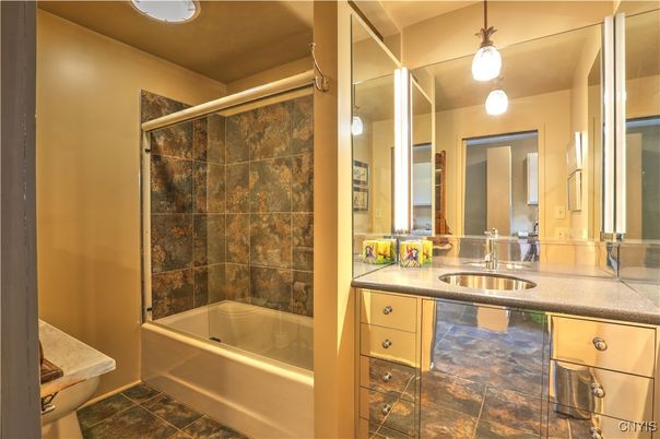 Bathroom, Glass Shower, Interior, Pendant Lights
