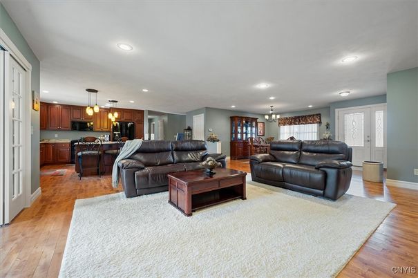 Dining room, Interior, Kitchen, Living room, Pendant Lights, Recessed Lighting, Wood Texture Flooring