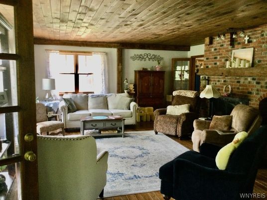 Fireplace, Interior, Living room, Stone Walls, Wooden Ceilings, Wood Texture Flooring