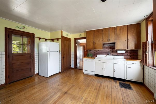 Interior, Kitchen, Wood Texture Flooring
