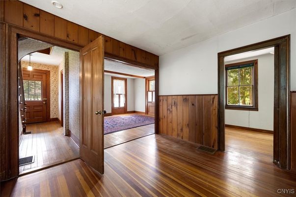 Interior, Pendant Lights, Wood Texture Flooring, Wooden Walls