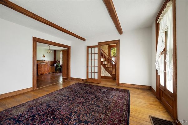 Empty room, Interior, Wooden Beams, Wood Texture Flooring