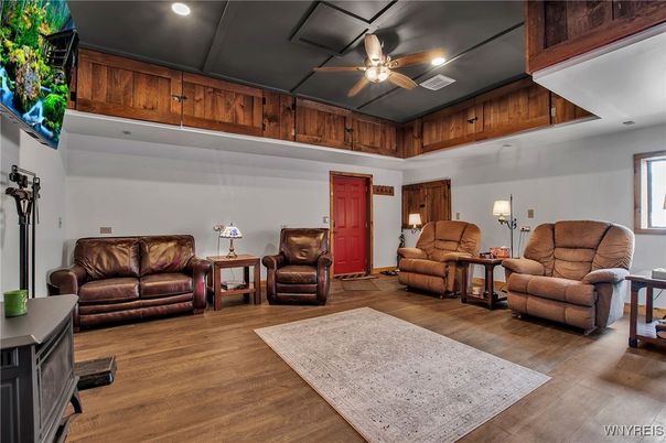Interior, Living room, Recessed Lighting, Wood Texture Flooring