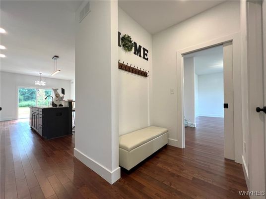 Interior, Kitchen, Pendant Lights, Recessed Lighting, Wood Texture Flooring