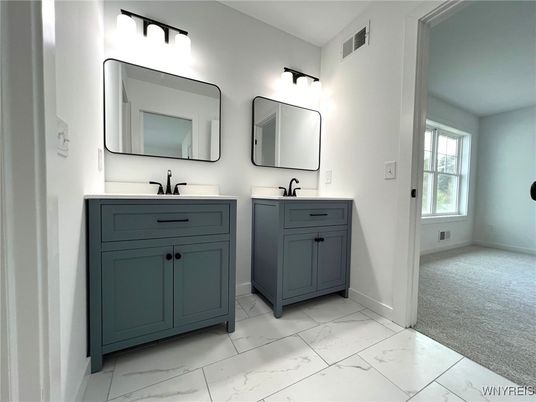 Bathroom, Dual Sink Vanities, Interior, Marble