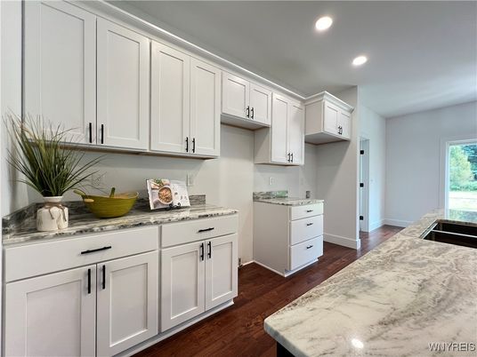 Interior, Kitchen, Recessed Lighting, Wood Texture Flooring