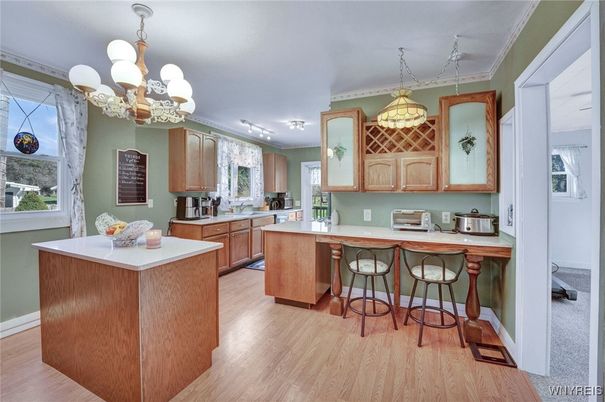 Chandelier, Interior, Kitchen, Recessed Lighting, Wood Texture Flooring