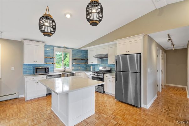 Interior, Kitchen, Stainless Steel Appliances, Wood Texture Flooring