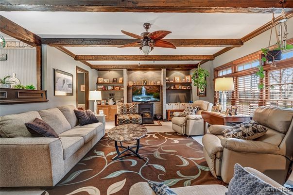 Fireplace, Interior, Living room, Wooden Beams