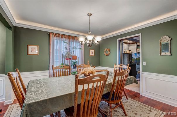 Chandelier, Dining room, Interior, Wood Texture Flooring