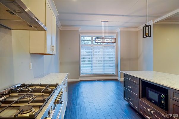 Interior, Kitchen, Pendant Lights, Wood Texture Flooring