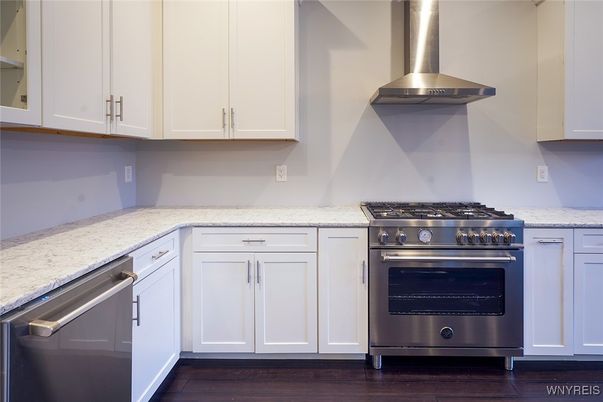 Interior, Kitchen, Stainless Steel Appliances, Wood Texture Flooring