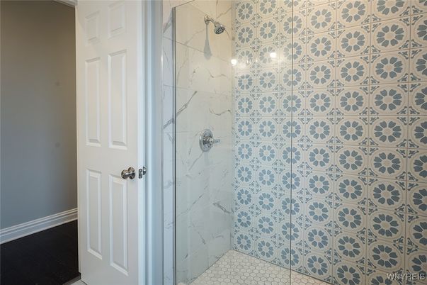 Bathroom, Glass Shower, Interior, Marble Walls