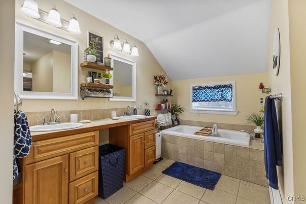 Bathroom, Dual Sink Vanities, Interior, Tile Countertops