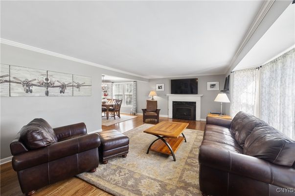 Dining room, Fireplace, Interior, Living room, Wood Texture Flooring