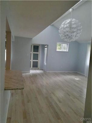 Chandelier, Empty room, Interior, Wood Texture Flooring