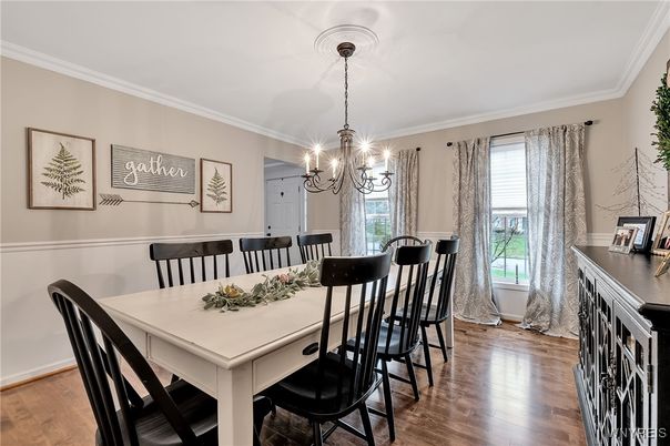 Chandelier, Dining room, Interior, Wood Texture Flooring