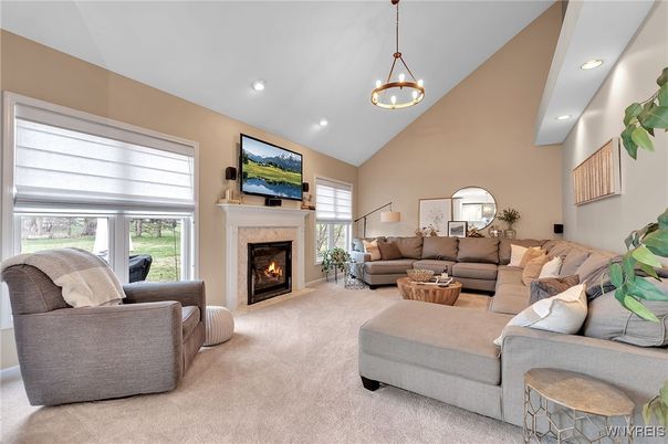 Fireplace, Interior, Living room, Pendant Lights, Recessed Lighting