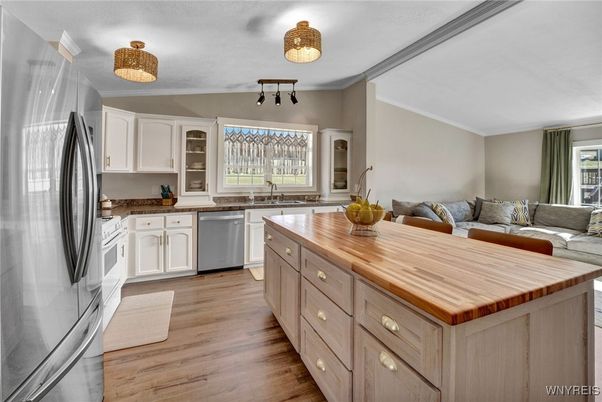 Interior, Kitchen, Living room, Stainless Steel Appliances, Wood Texture Flooring