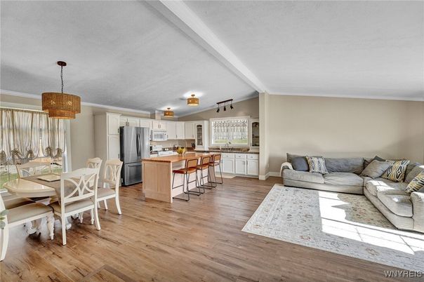 Chandelier, Dining room, Interior, Kitchen, Living room, Pendant Lights, Wood Texture Flooring