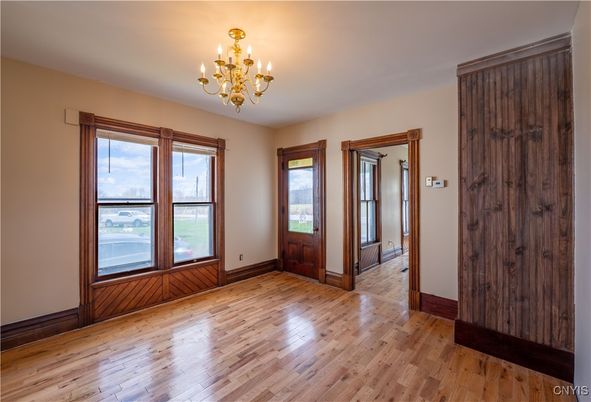 Chandelier, Empty room, Interior, Wood Texture Flooring