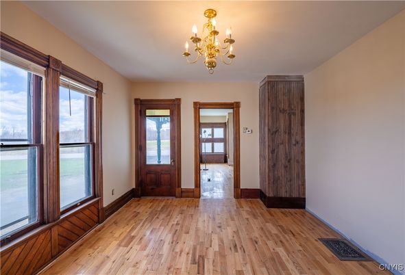 Chandelier, Empty room, Interior, Wood Texture Flooring