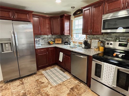 Interior, Kitchen, Pendant Lights, Recessed Lighting, Stainless Steel Appliances
