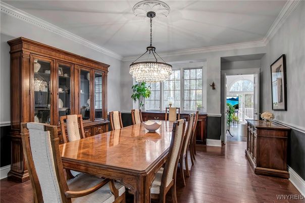 Chandelier, Dining room, Interior, Wood Texture Flooring