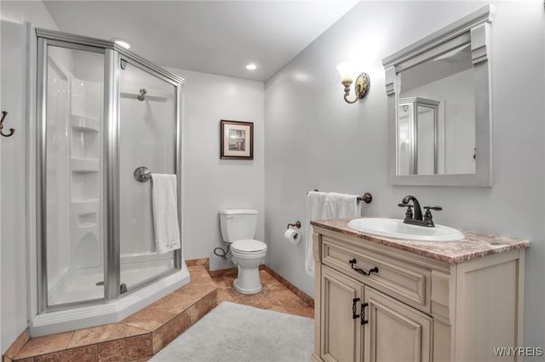 Bathroom, Glass Shower, Interior, Recessed Lighting