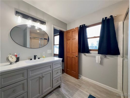 Bathroom, Dual Sink Vanities, Interior, Wood Texture Flooring