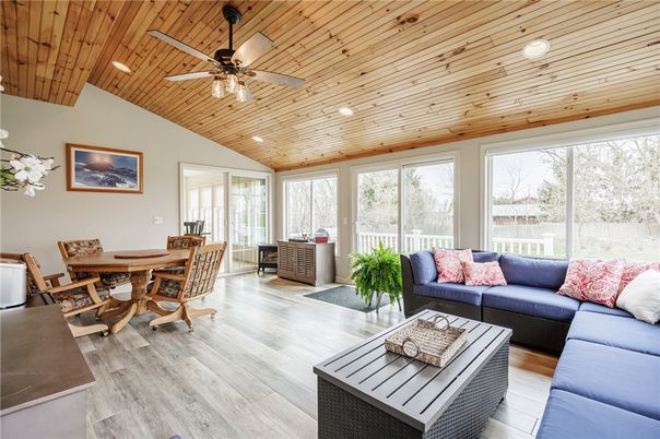 Dining room, Interior, Living room, Recessed Lighting, Wooden Ceilings, Wood Texture Flooring