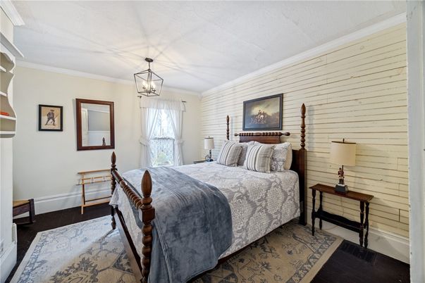Bedroom, Interior, Pendant Lights, Wood Texture Flooring