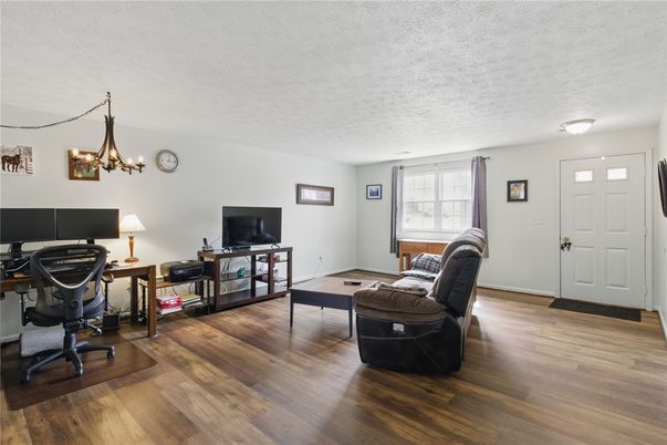 Chandelier, Home Office, Interior, Wood Texture Flooring