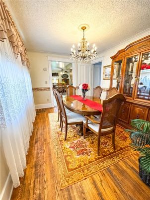 Chandelier, Dining room, Interior, Wood Texture Flooring