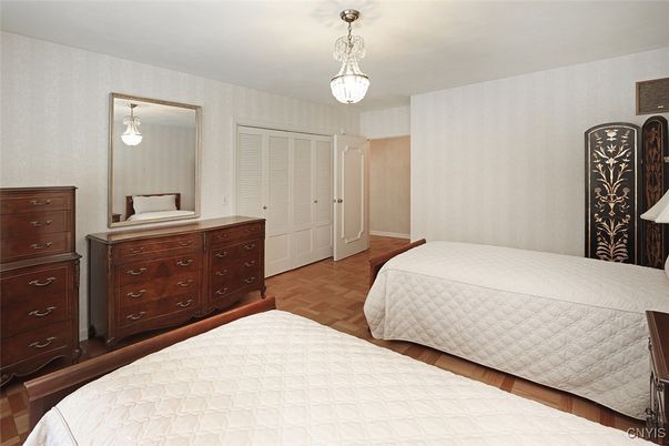 Bedroom, Interior, Pendant Lights, Wood Texture Flooring