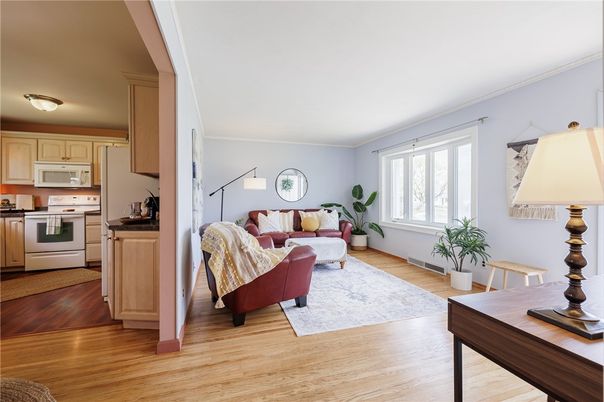 Interior, Kitchen, Living room, Stainless Steel Appliances, Wood Texture Flooring