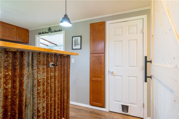 Interior, Kitchen, Pendant Lights, Wood Texture Flooring