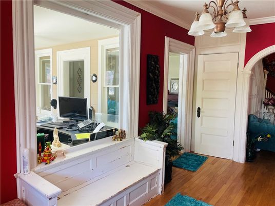 Chandelier, Home Office, Interior, Wood Texture Flooring