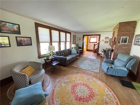 Interior, Living room, Stone Walls, Wood Texture Flooring