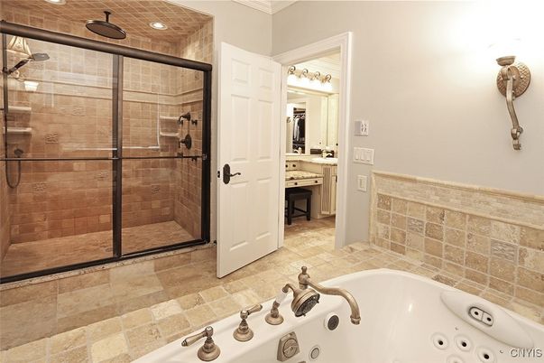 Bathroom, Dual Sink Vanities, Glass Shower, Interior, Recessed Lighting