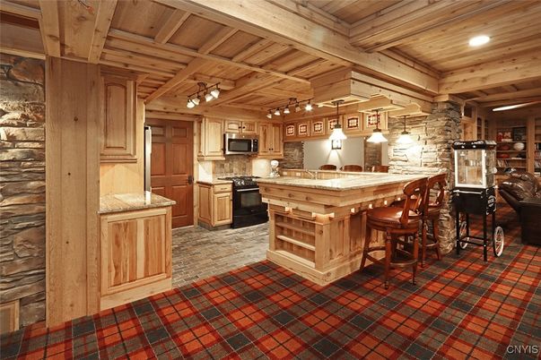 Interior, Kitchen, Recessed Lighting, Stainless Steel Appliances, Stone Walls, Wooden Beams, Wooden Ceilings