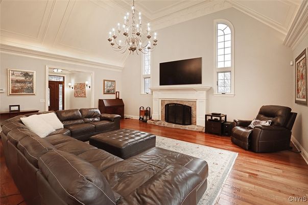 Chandelier, Fireplace, Interior, Living room, Wood Texture Flooring