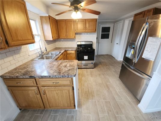 Interior, Kitchen, Stainless Steel Appliances, Wood Texture Flooring