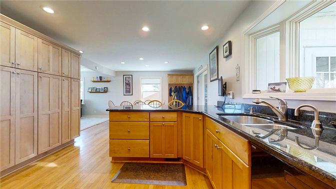Interior, Kitchen, Recessed Lighting, Wood Texture Flooring