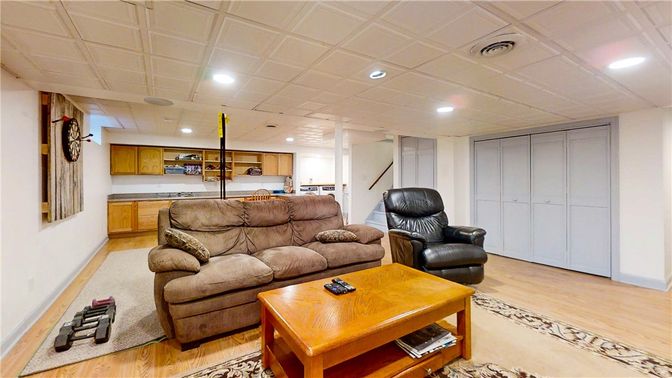 Interior, Kitchen, Living room, Recessed Lighting, Wood Texture Flooring