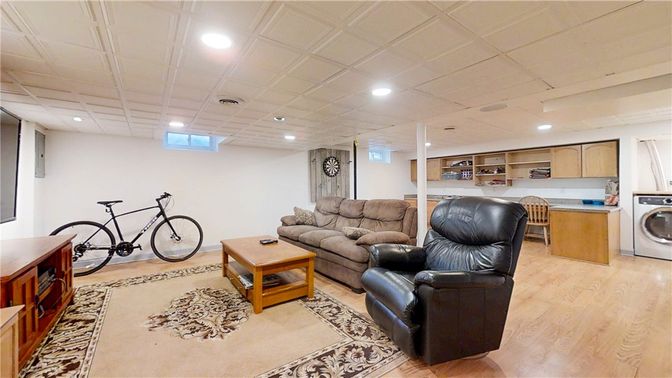 Interior, Living room, Recessed Lighting, Washer, Wood Texture Flooring